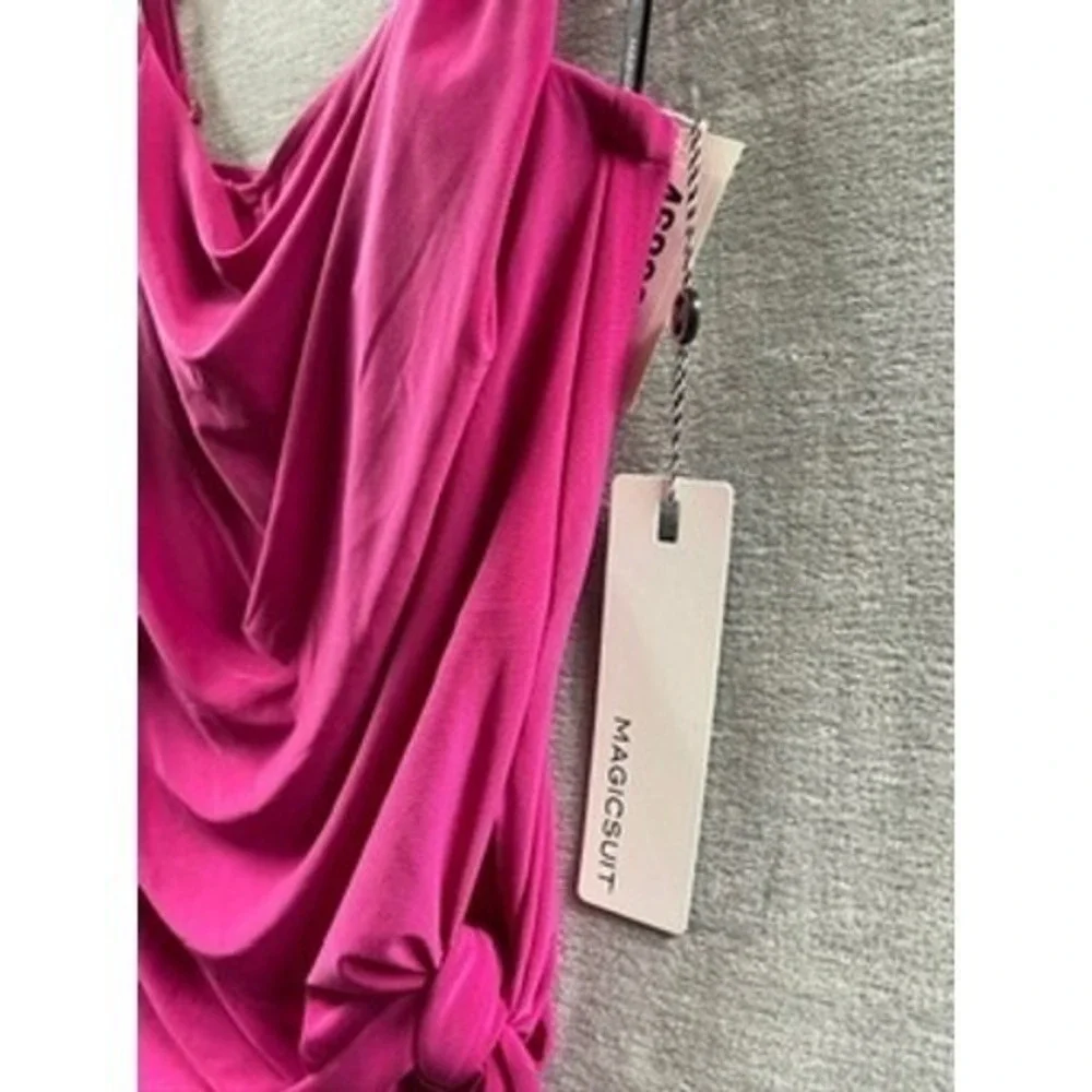 Magicsuit Women Ruby Red Draped Cowl Neck Side Tie‎ Tankini Swim Top Size 8 NEW